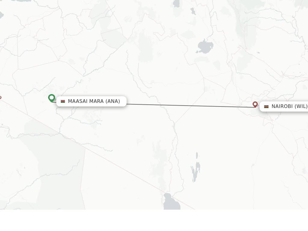 Flights from Maasai Mara to Nairobi route map