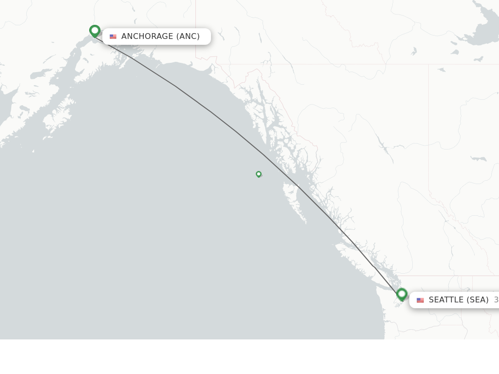 Flights from Anchorage to Seattle route map