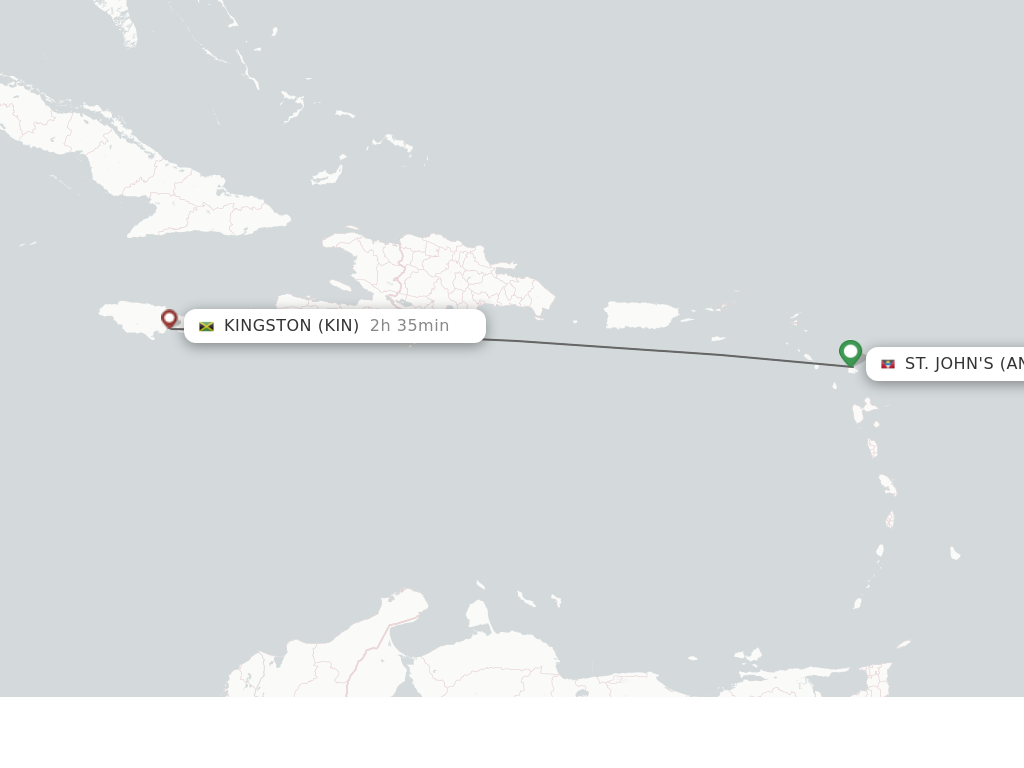 Flights from St. John's to Kingston route map