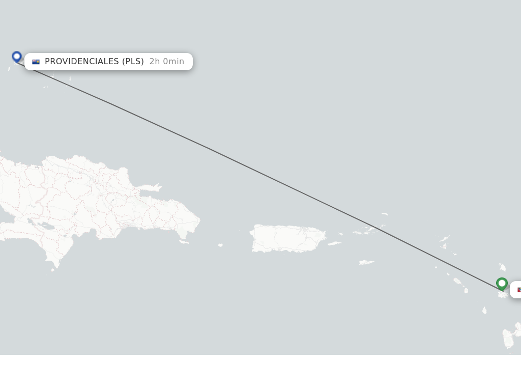 Flights from St. John's to Providenciales route map