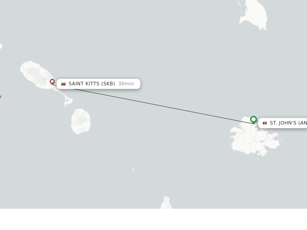 Flights from St. John's to Saint Kitts route map