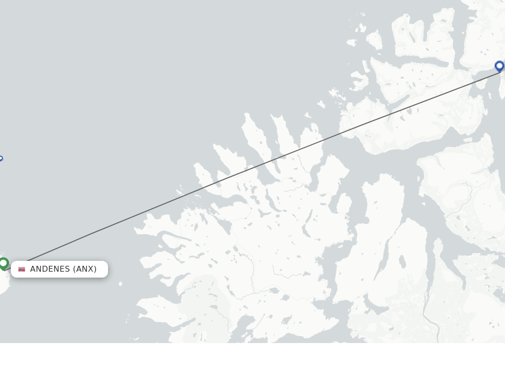 Flights from Andenes to Tromso route map