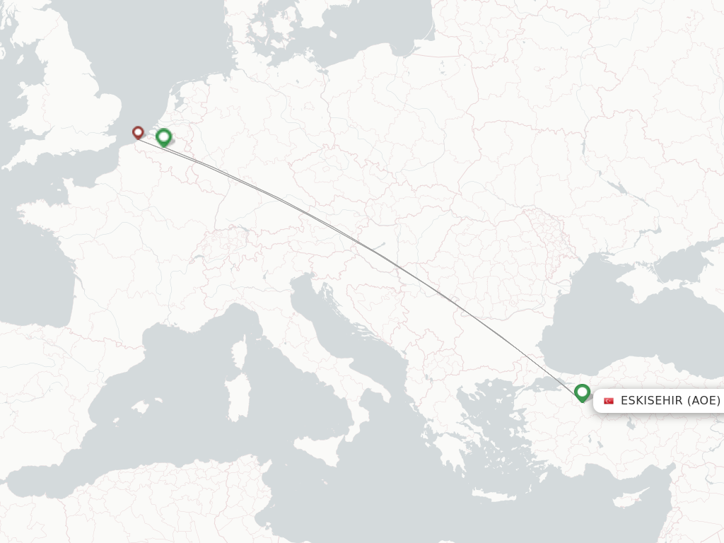 Flights from Eskisehir to Dusseldorf route map