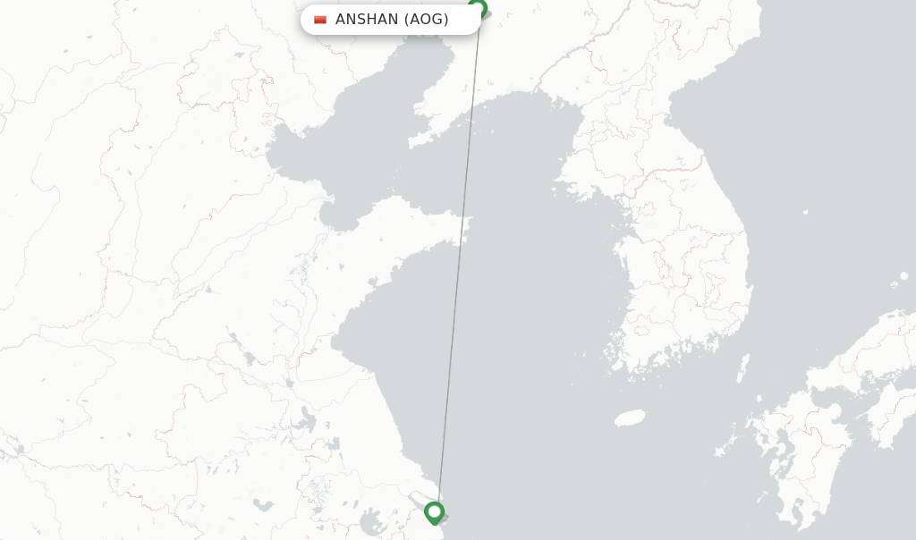 Route map with flights from Anshan with Shanghai Airlines