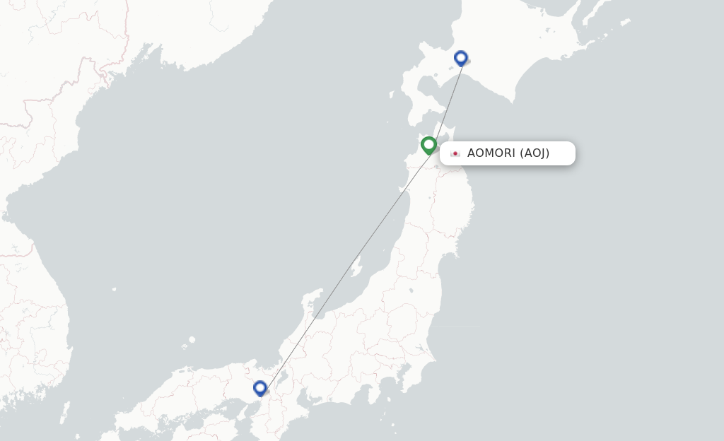 Route map with flights from Aomori with ANA