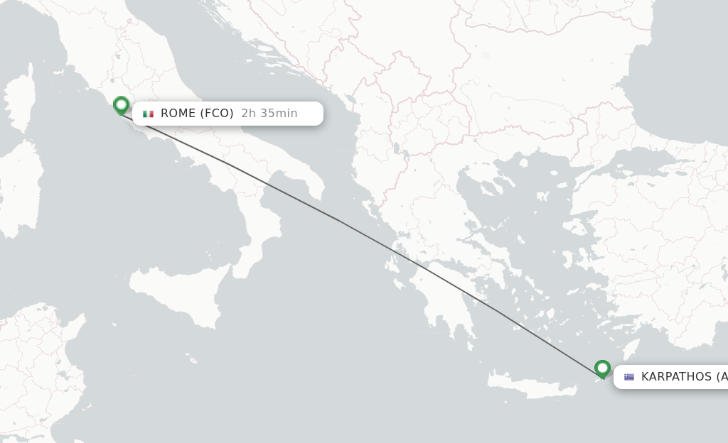 Flights from Karpathos to Rome route map