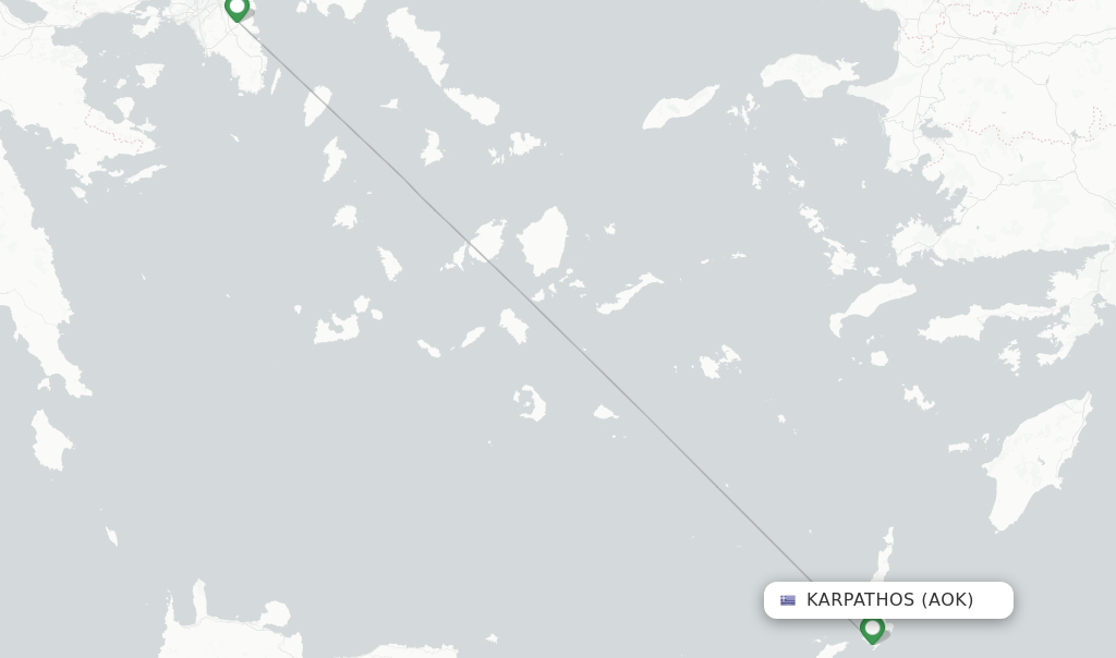 Route map with flights from Karpathos with Sky Express