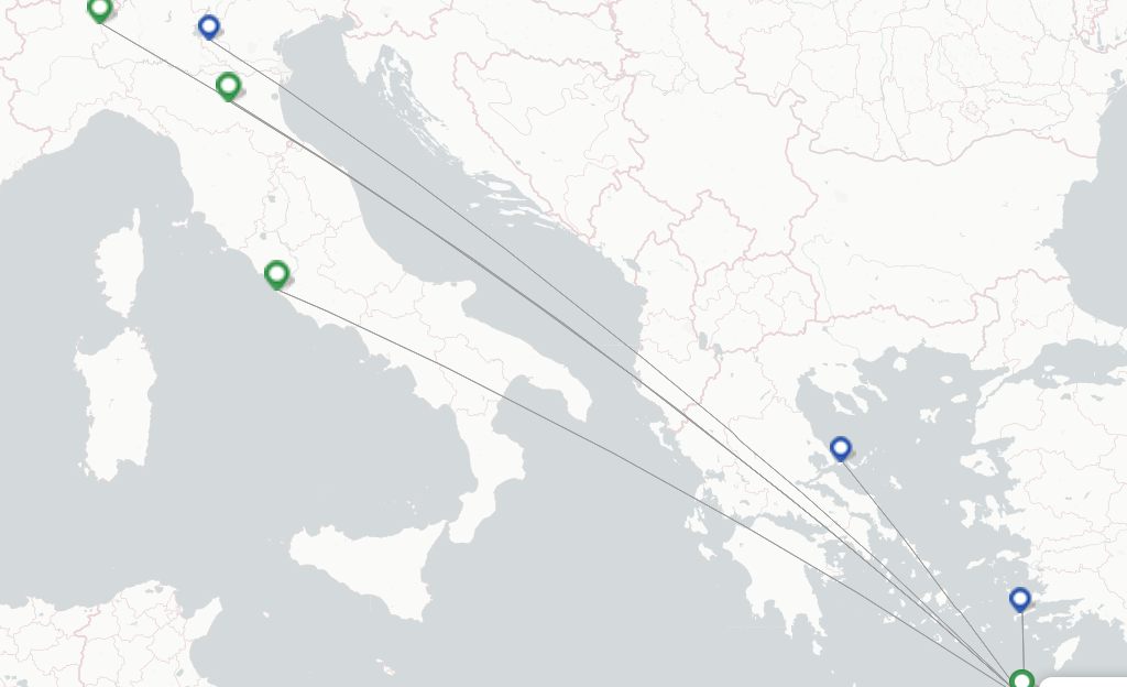 Route map with flights from Karpathos with Neos