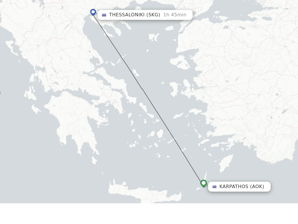 Flights from Thessaloniki to Karpathos route map