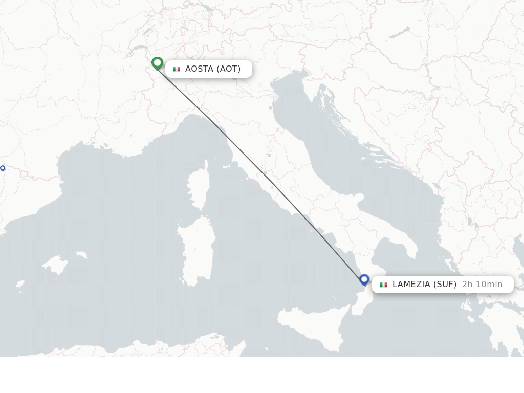 Flights from Aosta to Lamezia-Terme route map