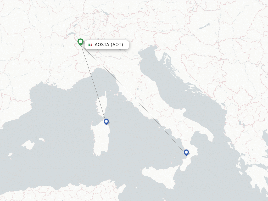 Flights from Aosta to Perugia route map