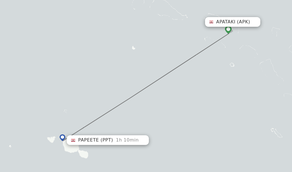 Flights from Apataki to Papeete route map