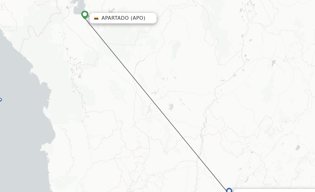 Flights from Apartado to Bogota route map