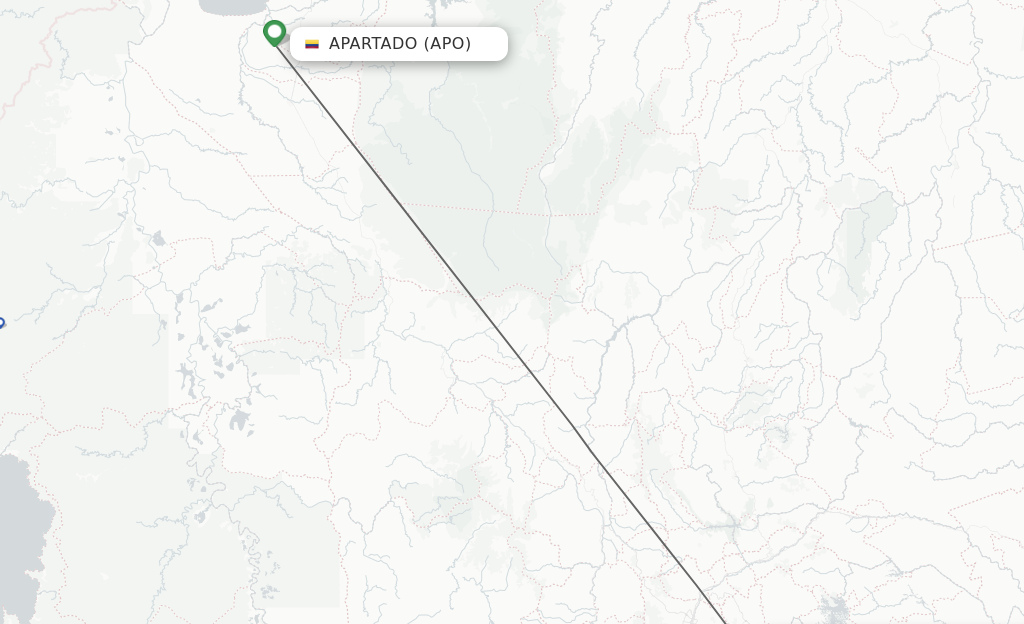 Flights from Apartado to Medellin route map