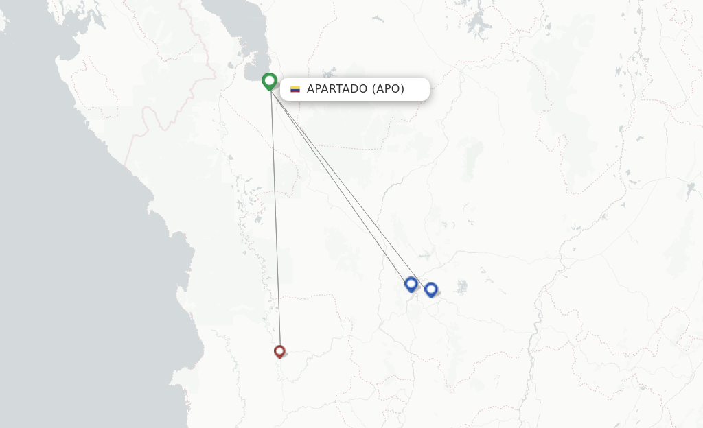 Route map with flights from Apartado with Clic Air