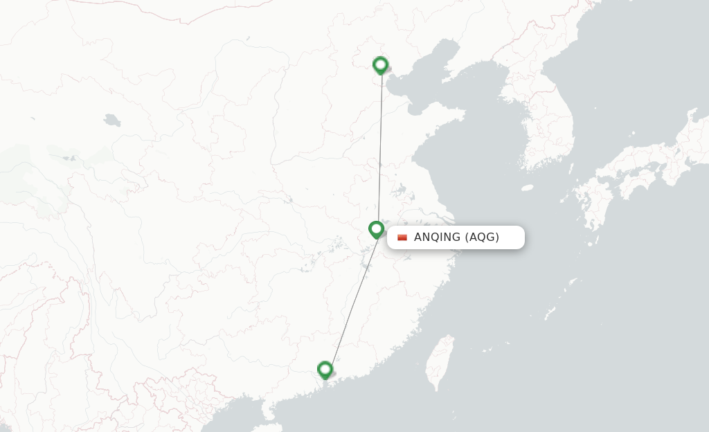 Route map with flights from Anqing with Okay Airways