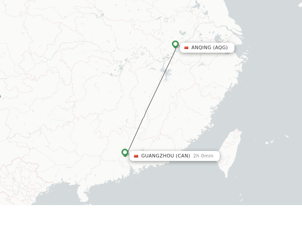 Flights from Anqing to Guangzhou route map