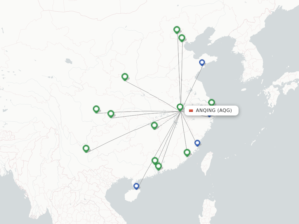 Flights from Anqing to Fuzhou route map