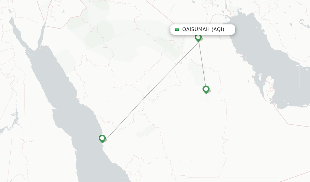 Route map with flights from Qaisumah with Saudia