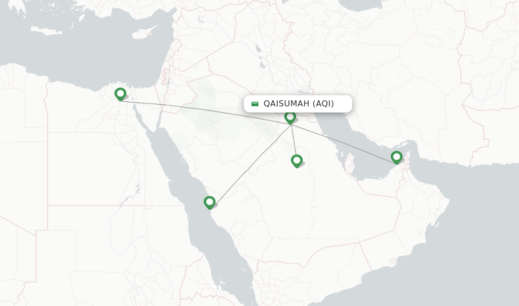 Flights from Qaisumah to Kuwait route map