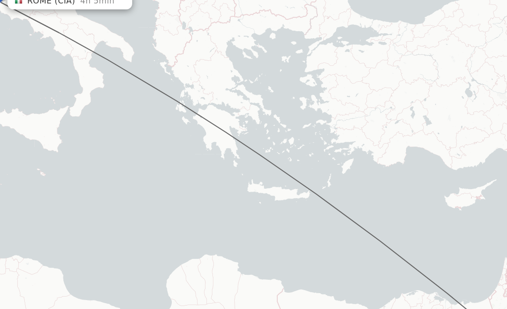 Flights from Aqaba to Rome route map