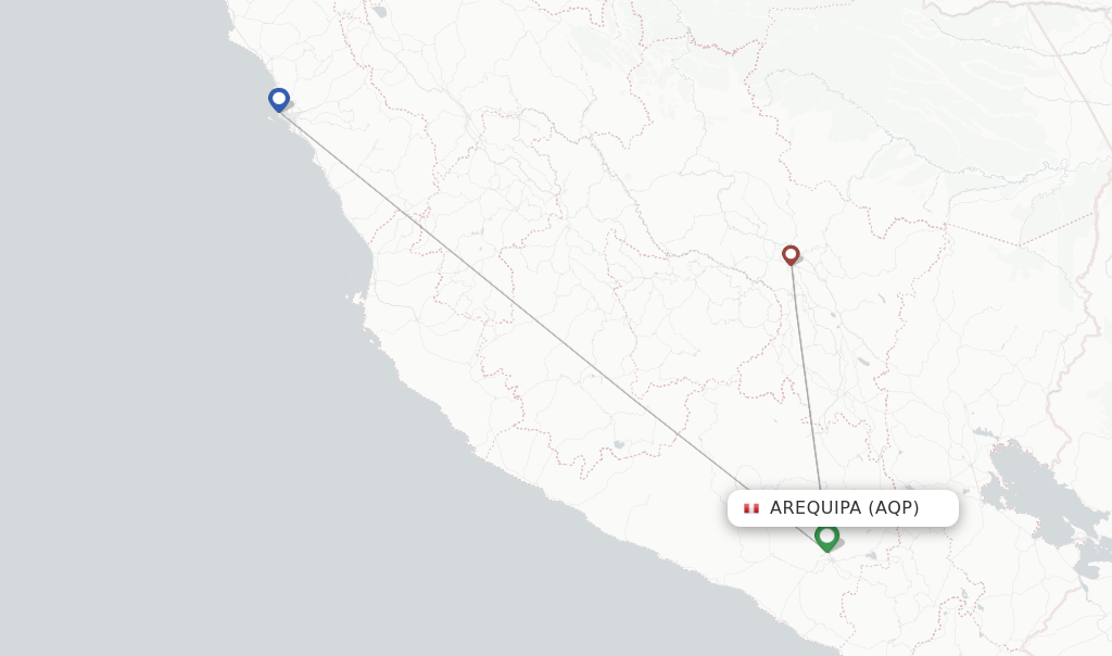 Route map with flights from Arequipa with LATAM