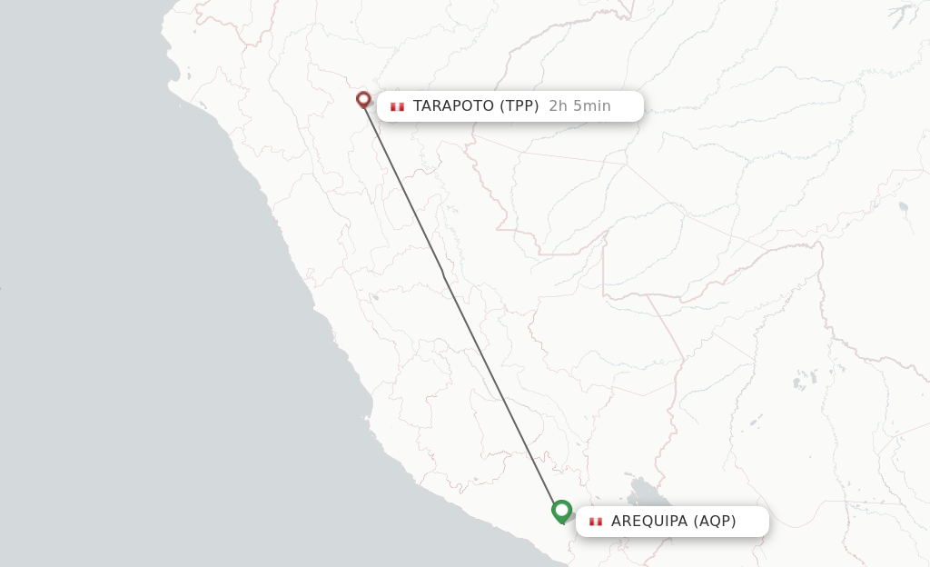 Flights from Arequipa to Tarapoto route map
