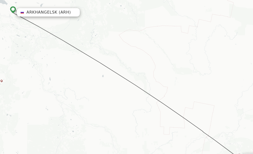 Flights from Arkhangelsk to Syktyvkar route map