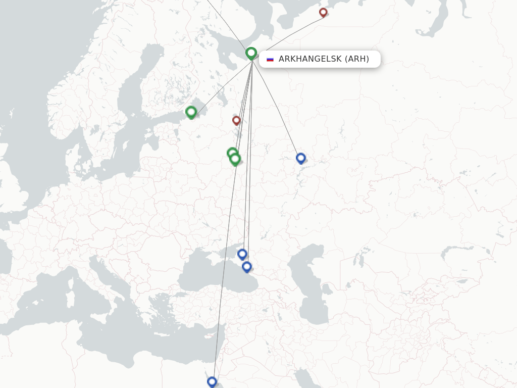 Arkhangelsk ARH route map