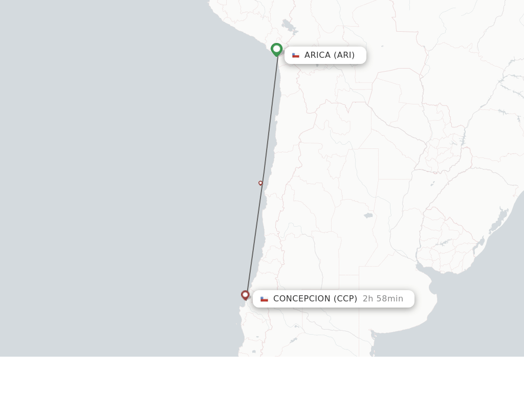 Flights from Arica to Concepcion route map