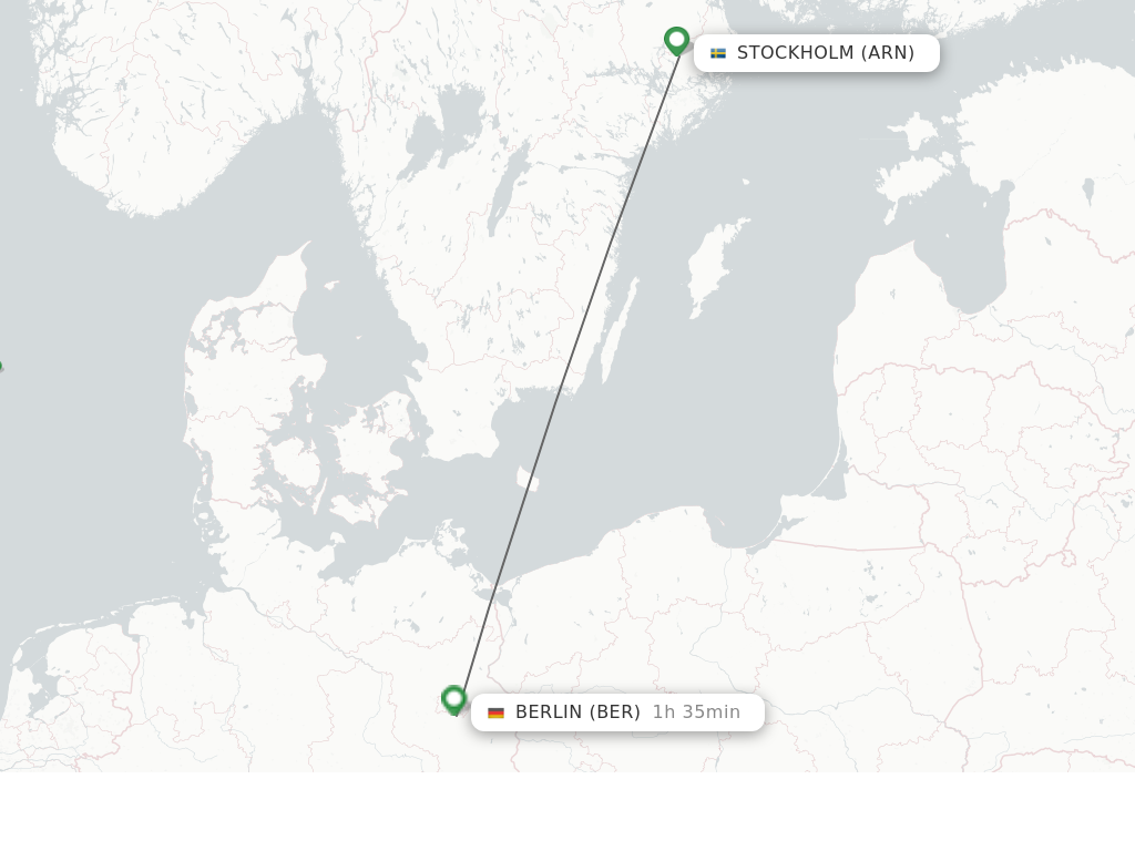 Flights from Stockholm to Berlin route map