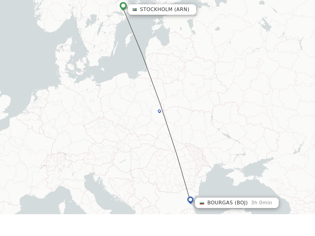 Flights from Stockholm to Burgas route map