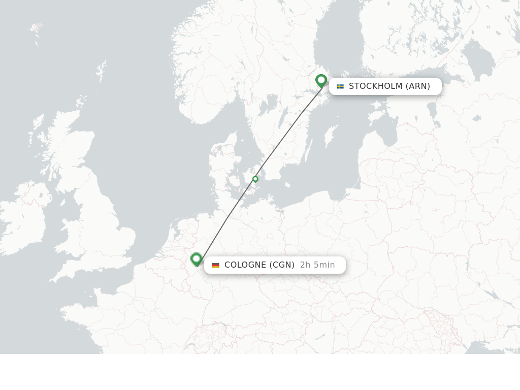 Flights from Stockholm to Cologne route map
