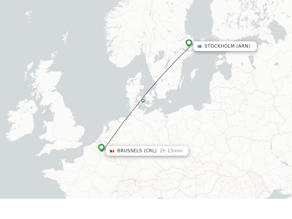 Flights from Stockholm to Brussels route map