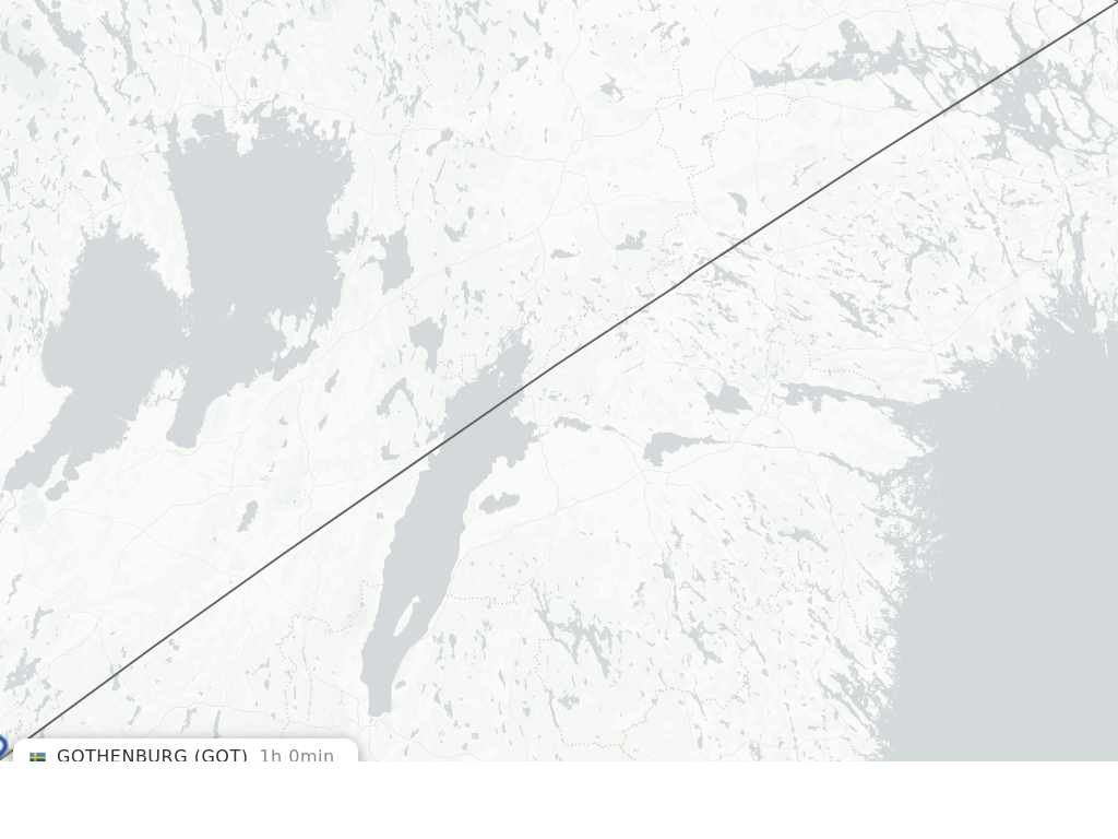 Flights from Stockholm to Gothenburg route map