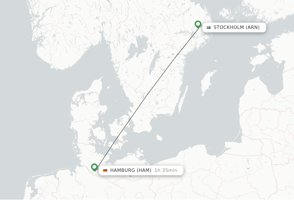 Flights from Stockholm to Hamburg route map