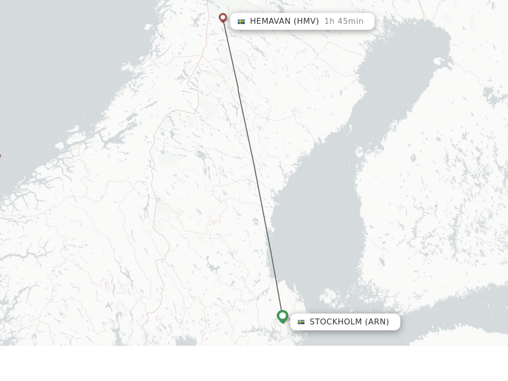 Flights from Stockholm to Hemavan route map