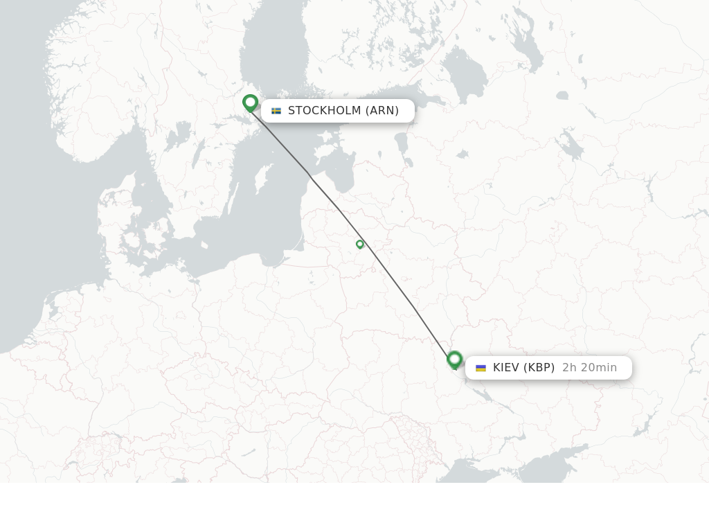 Flights from Stockholm to Kiev/Kyiv route map