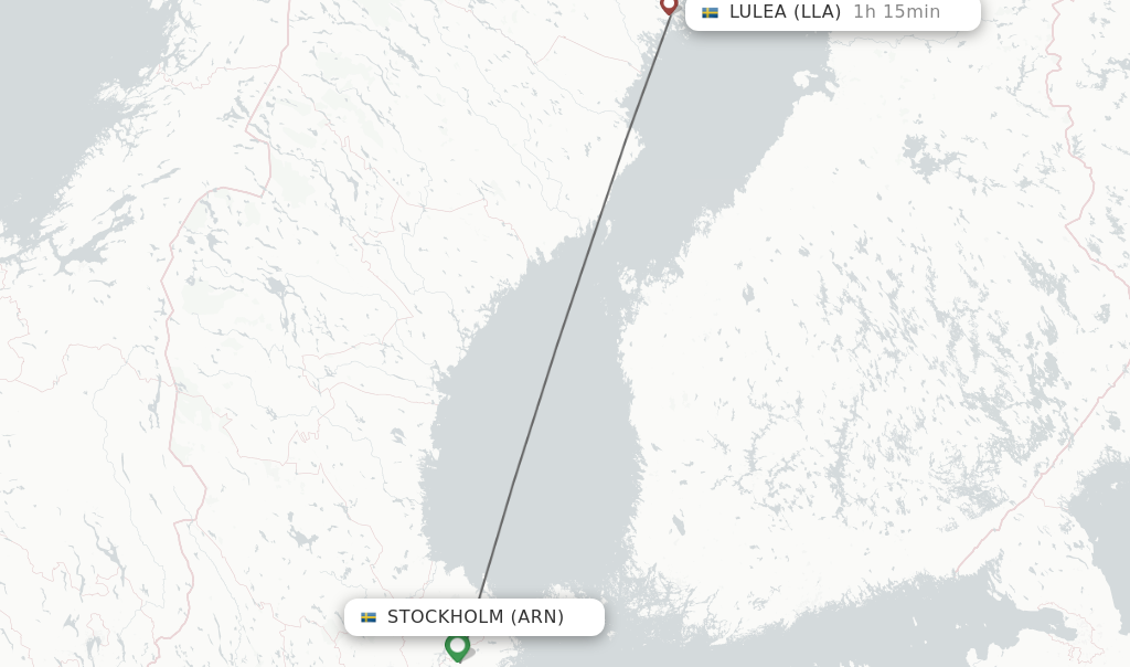 Flights from Stockholm to Lulea route map