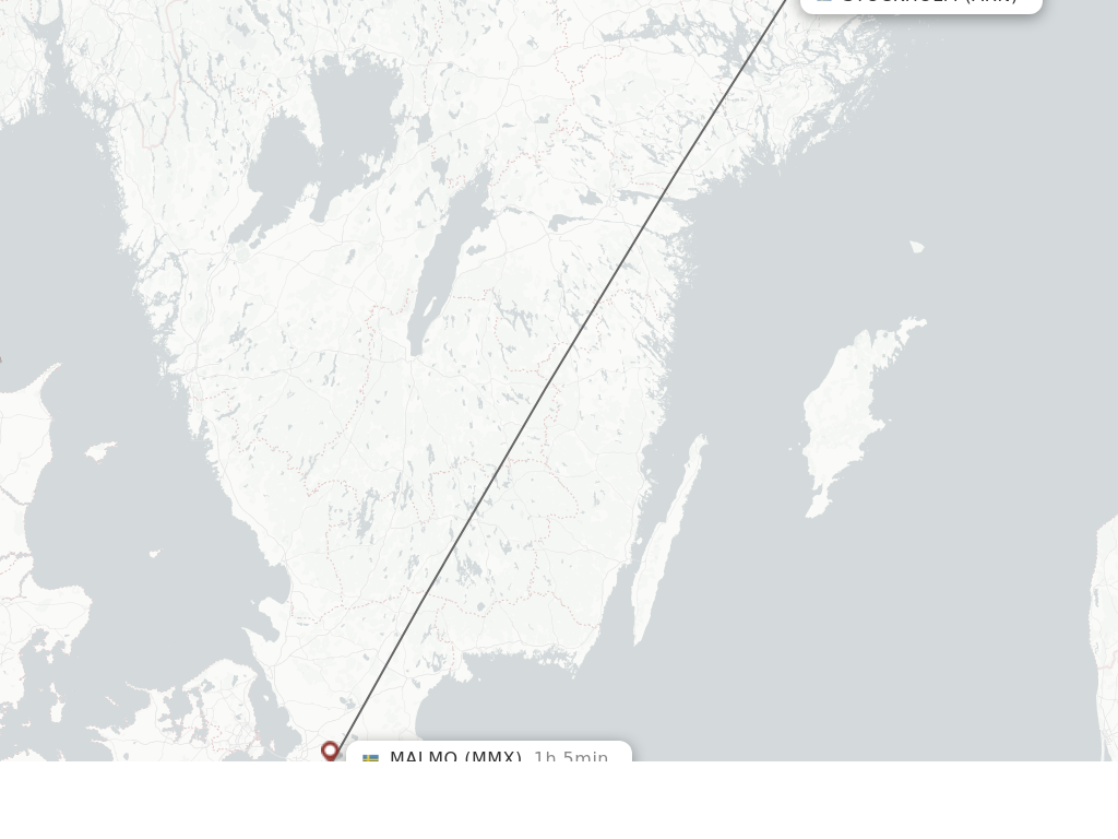 Flights from Stockholm to Malmo route map