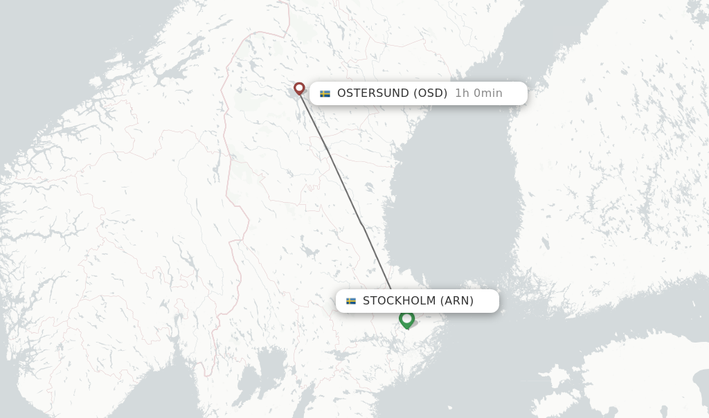 Flights from Stockholm to Ostersund route map