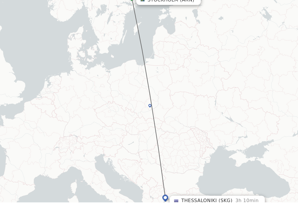 Flights from Stockholm to Thessaloniki route map