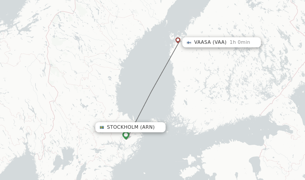 Flights from Stockholm to Vaasa route map