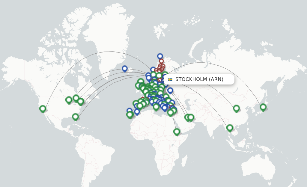 Flights from Stockholm to London route map