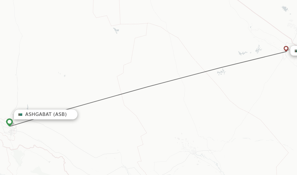 Flights from Ashgabat to Chardzhev route map