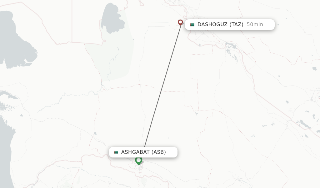 Flights from Ashgabat to Dashoguz route map