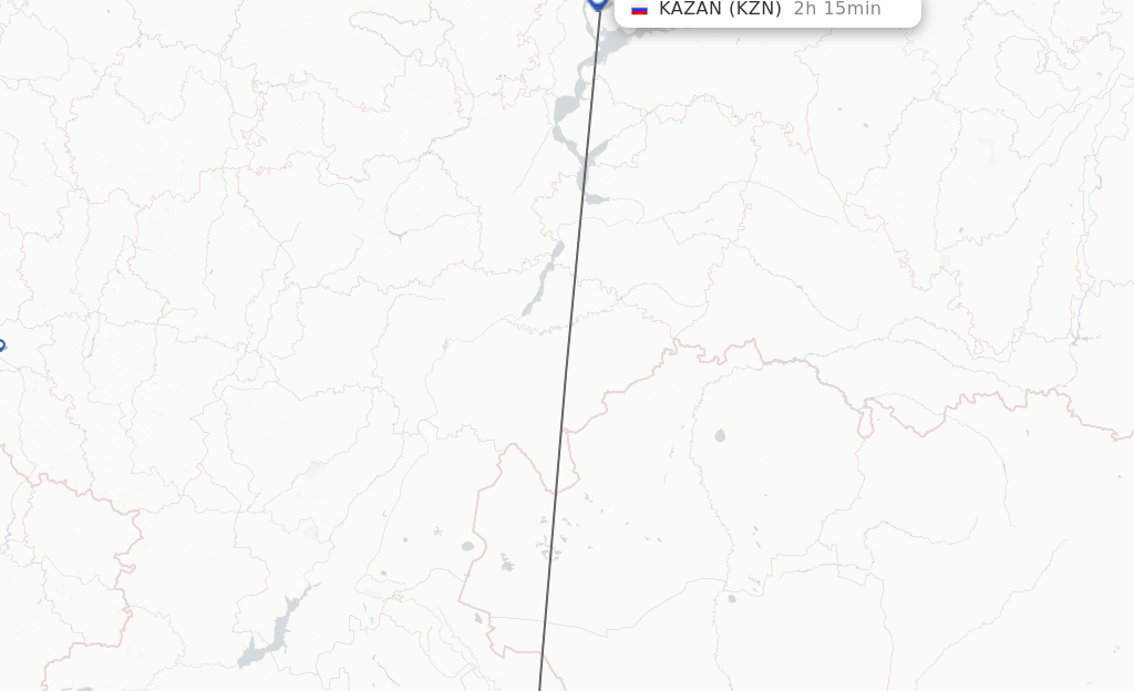 Flights from Astrakhan to Kazan route map