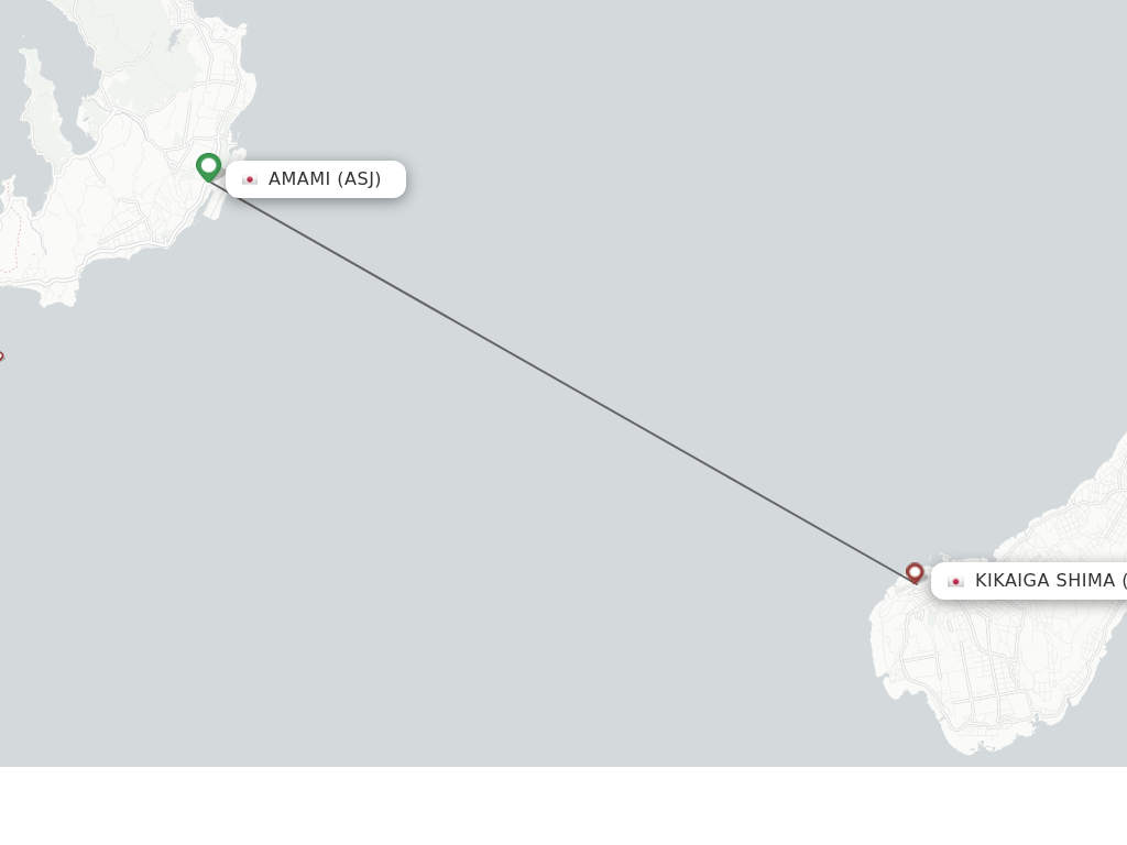 Flights from Amami O Shima to Kikaiga Shima route map