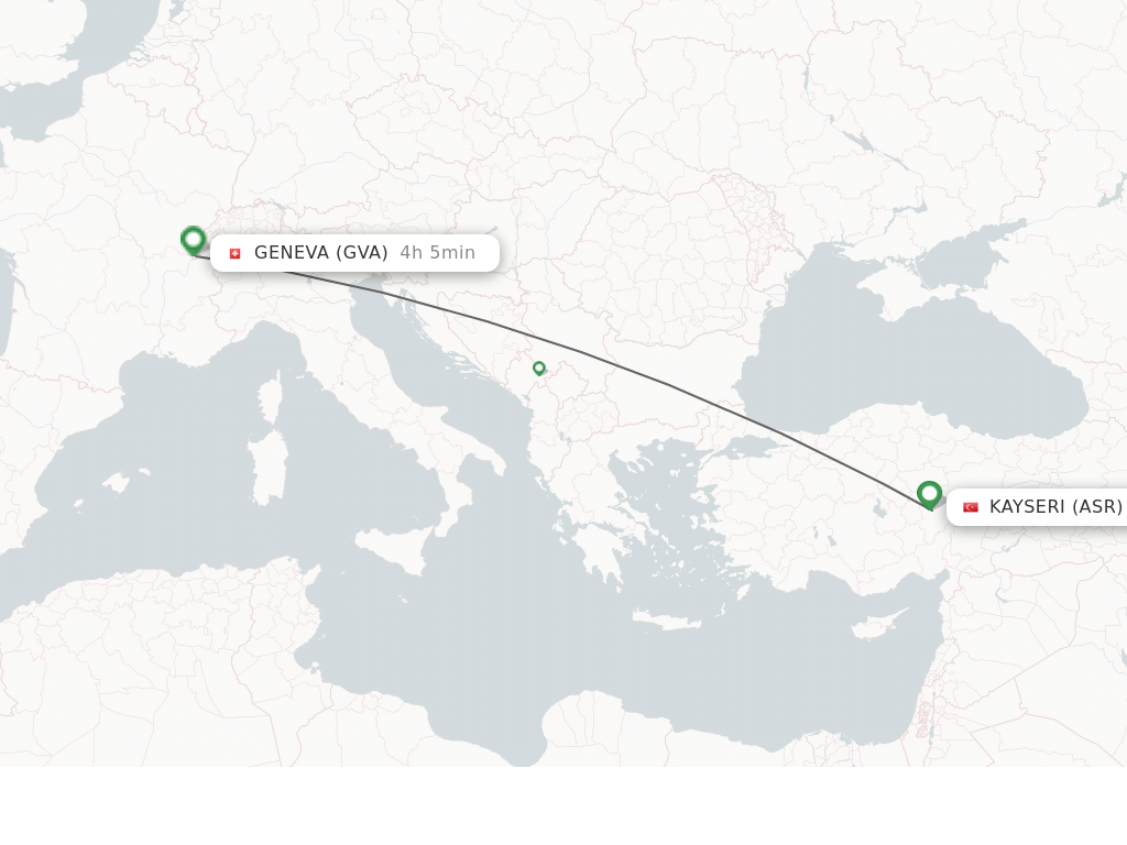 Flights from Kayseri to Geneva route map