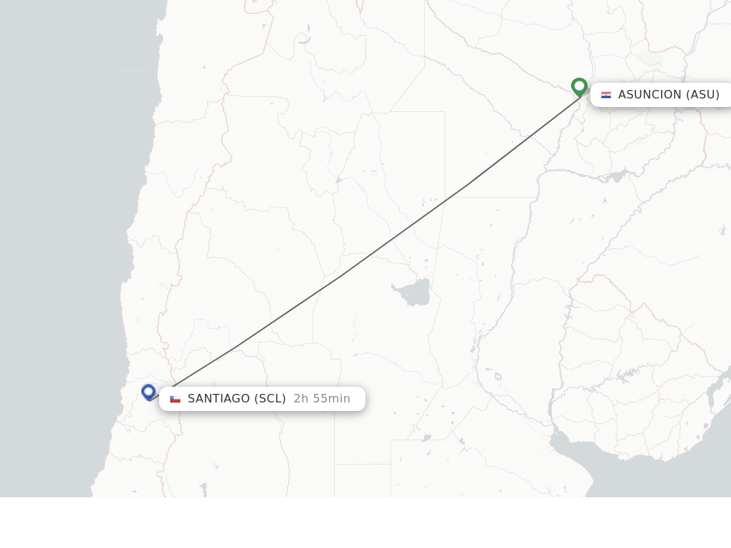 Direct (nonstop) flights from Asuncion to Santiago schedules